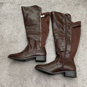 Cloude Walker By Avenue Faux Leather Riding Boots Womens 11W Brown Round Toe